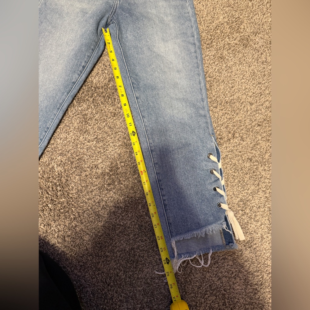Hidden Lace Up Denim Straight Leg Jeans Size 26 - Picture 11 of 16